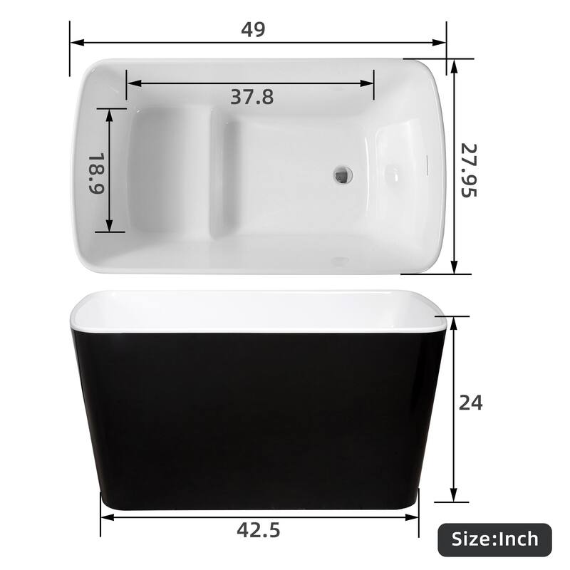 ABRUZZO Acrylic Freestanding Soaking Bathtub with Seat