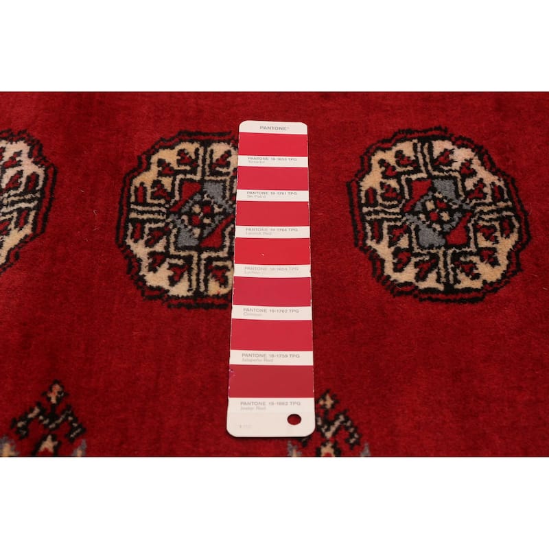ECARPETGALLERY Hand-knotted Peshawar Bokhara Red Wool Rug - 2'7 x 8'1