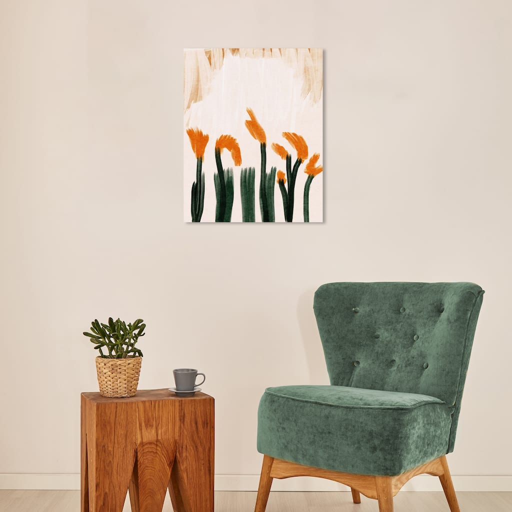Wynwood Studio Canvas Abstract The Farmer s Flowers Orange Modern & Contemporary Wall Art Canvas Print