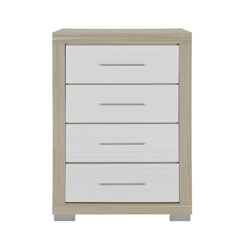 HomeRoots 31" Natural And White Wood Four Drawer Dresser