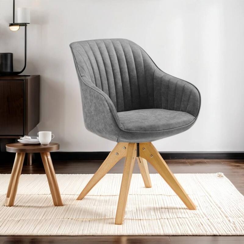 Art Leon Modern Wood Swivel Chair with Oak Legs