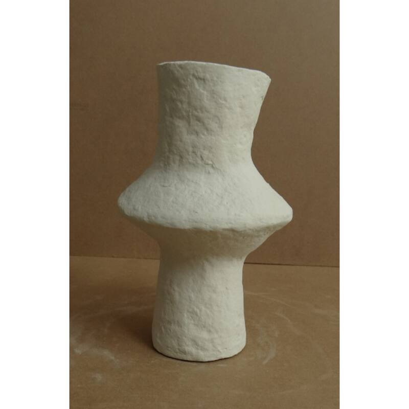 Paper Mache Tabletop Vase - 10" - Off-White