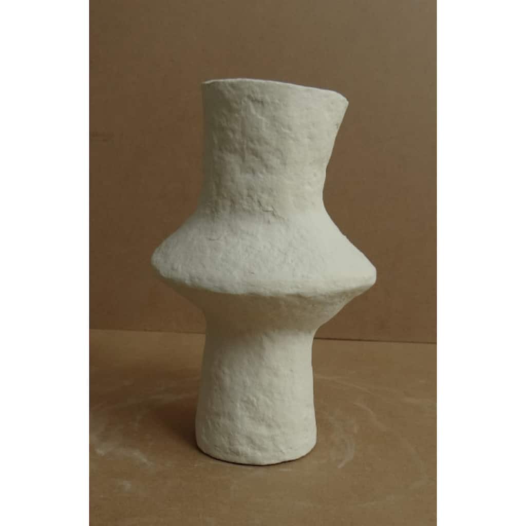Paper Mache Tabletop Vase - 10" - Off-White