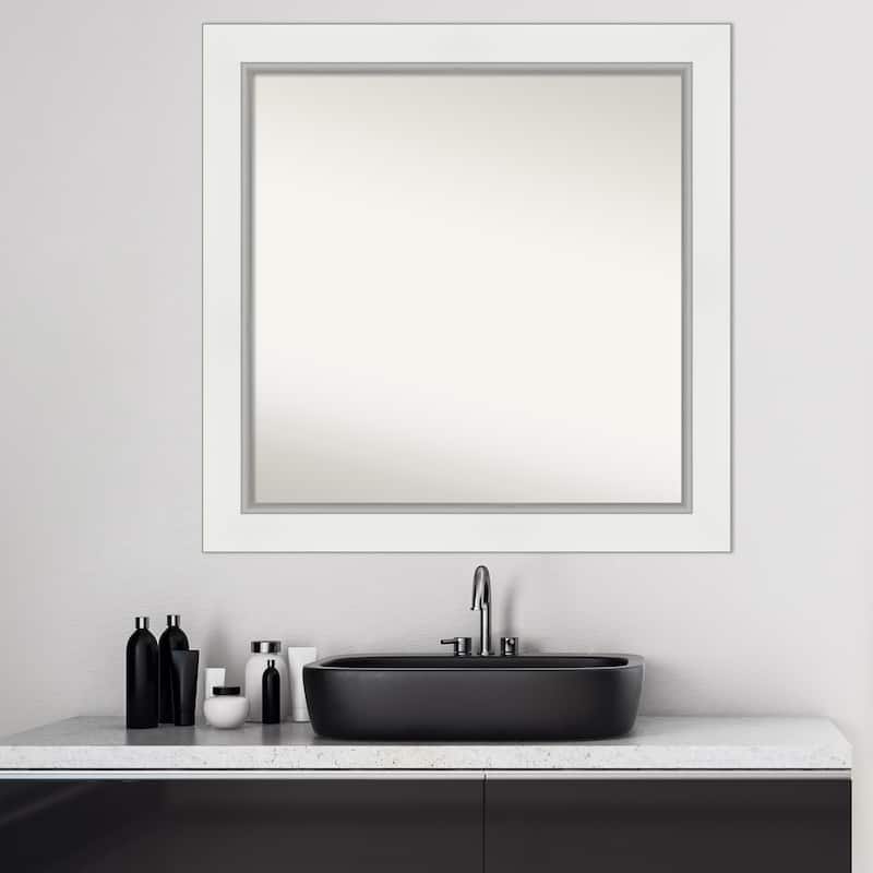 Non-Beveled Bathroom Wall Mirror - Eva White Silver Frame
