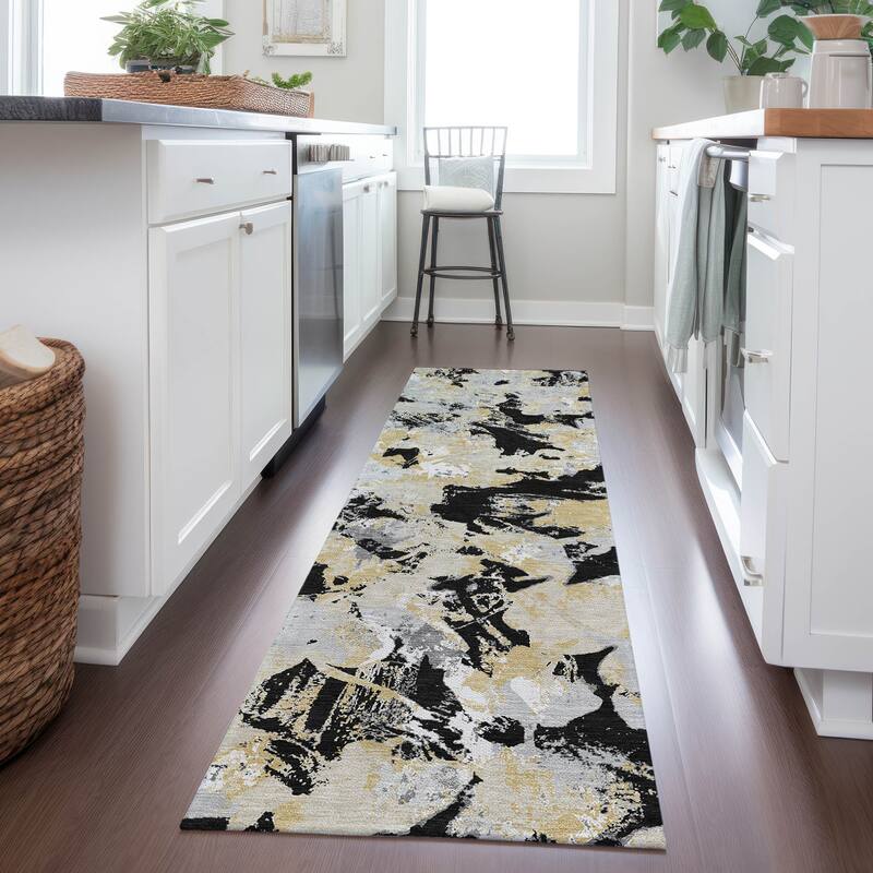 Machine Washable Indoor/ Outdoor Chantille Abstract Contemporary Rug