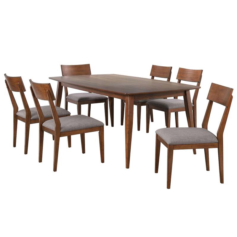 Rectangular Dining Table Set for 6 - 7 Piece Modern Dining Room Table with Cushioned Seats