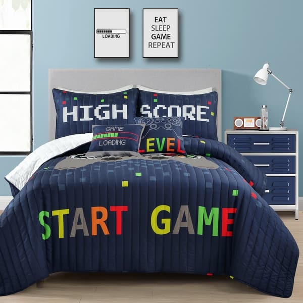 slide 2 of 34, Lush Decor Video Games Kids 5-piece Quilt Set Navy - Full - Queen