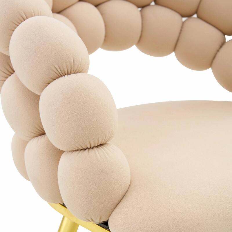 Set of 2 Puffy Bubble Velvet Dining Chairs with Ball Chain Design