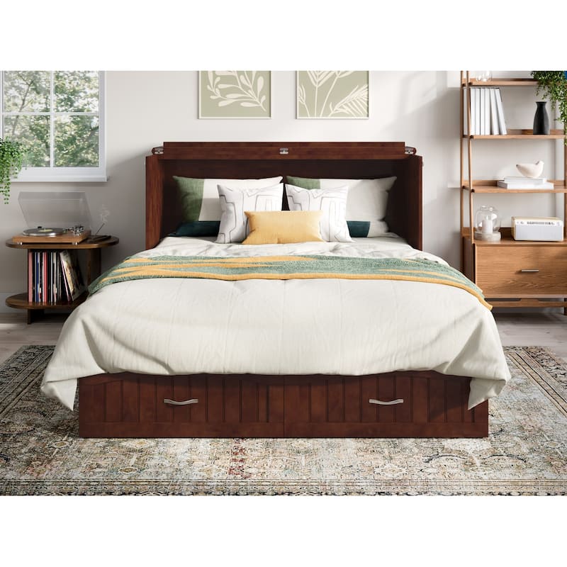 Aspen Queen Murphy Bed Chest with 6" Mattress