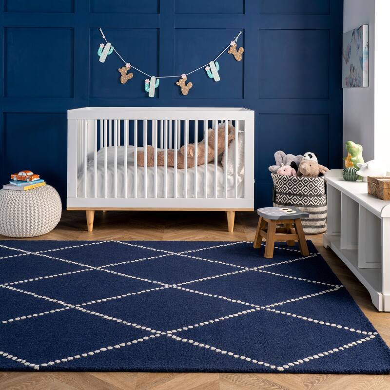 Nuloom Handmade Dotted Trellis Wool Kids Nursery Rug