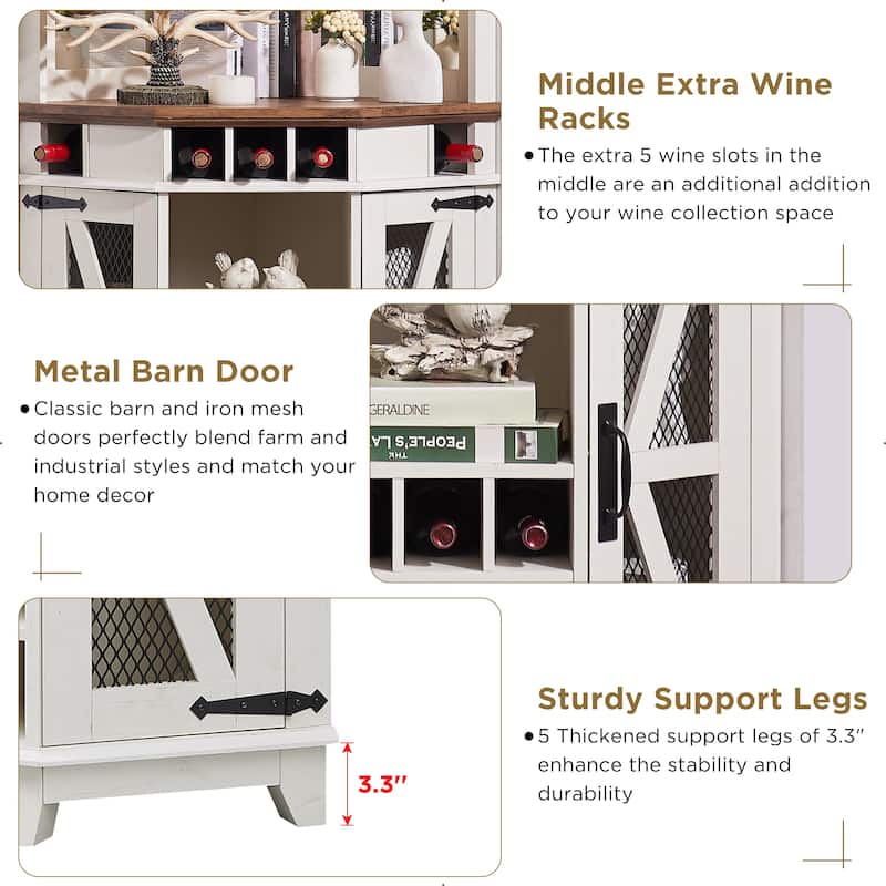 Farmhouse Corner Bar Storage Cabinet, Wine Bar Cabinet, Bar Cabinet