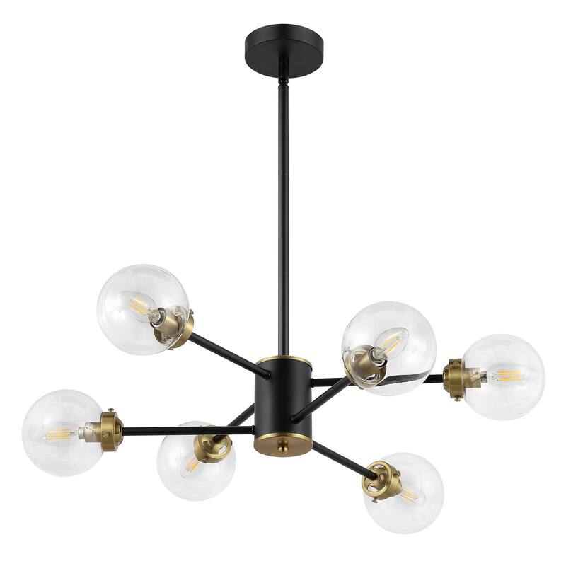 MLiAN 8-Light Sputnik 4.7" Opal Glass Globe Shade Linear Chandelier for Indoor Height Adjustable - N/A