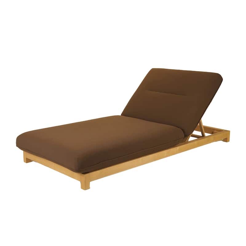 NADAAL STUDIOS Sorelle Outdoor Lounge Chair, Adjustable Backrest, Solid Teak Frame, Brown Olefin Fabric
