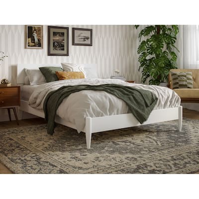 Modern Low Profile Platform Bed - Solid Wood Bed Frame with USB Ports - Full Size Bed