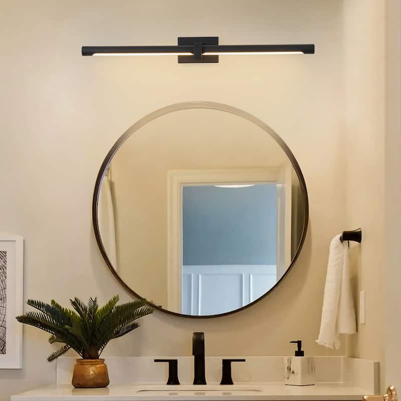 1-light 23.6 in. Modern Linear Cylinder Strip Wall Sconce Dimmable Tube Integrated LED Bathroom Vanity Light