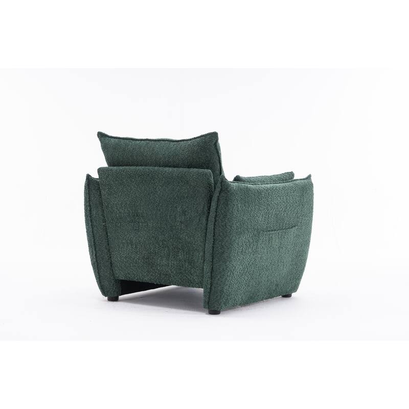 Chenille Sharp-Angle Accent Chairs with Steel Frame and Tool-Free Assembly