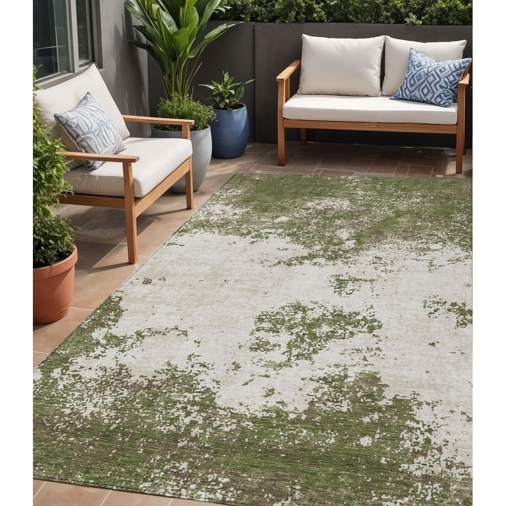 HomeRoots Abstract Transitional Rectangle Outdoor Rug