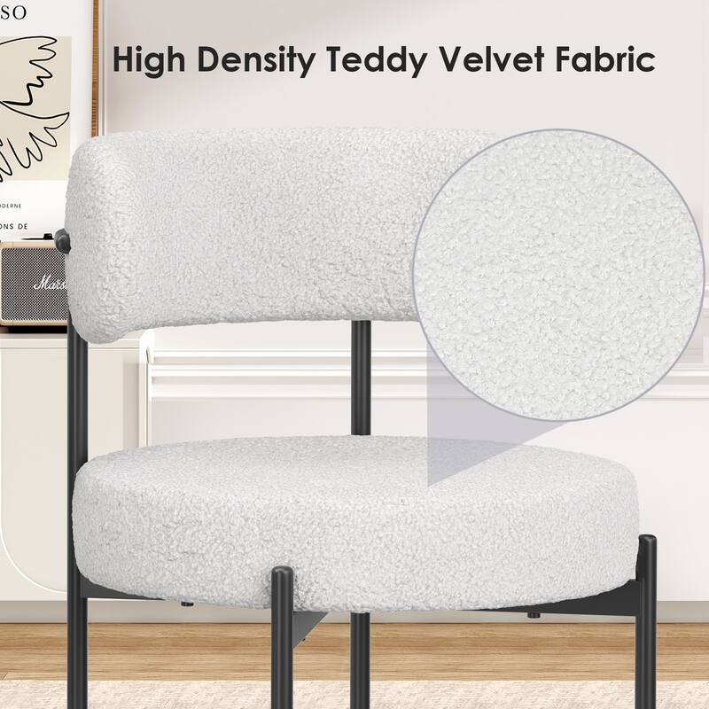 Dining Chairs Set of 4, Mid-Century Modern Kitchen Chair Curved Backrest Round Upholstered Dining Chairs with Metal Legs