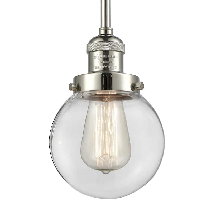 Innovations Lighting Beacon Single Light 6" Wide Mini Pendant with - Polished Nickel / Clear
