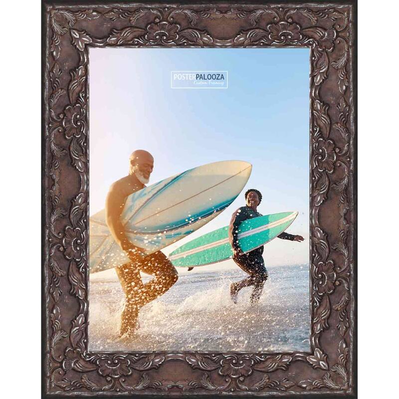 15x11 Traditional Antique Silver Complete Wood Picture Frame with UV Acrylic, Backing