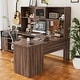 preview thumbnail 25 of 47, L Shaped Desk with File Cabinet and Hutch, Home Office Corner Computer Desk with Drawers and Charge Station
