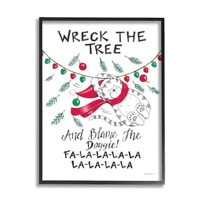 Stupell Funny Pet Christmas Song Framed Giclee Art Design by Deb Strain