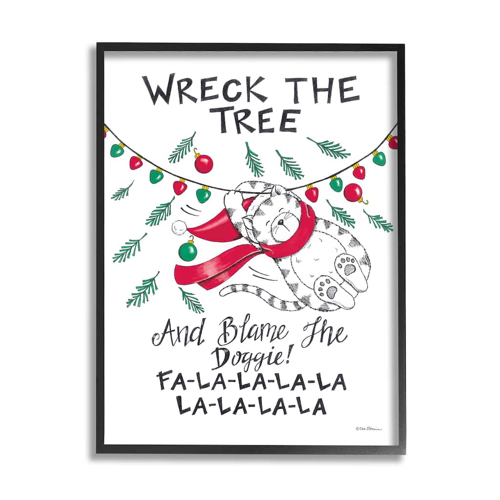 Stupell Funny Pet Christmas Song Framed Giclee Art Design by Deb Strain