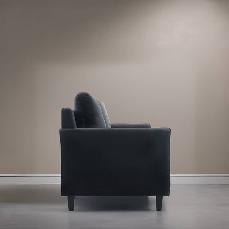 Affordable Tufted Sofa & Loveseat – Black Microfiber Couch for Small Spaces