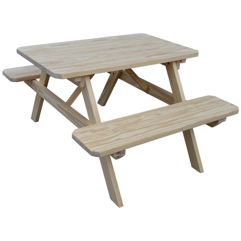 Pine 4' Picnic Table with Attached Benches