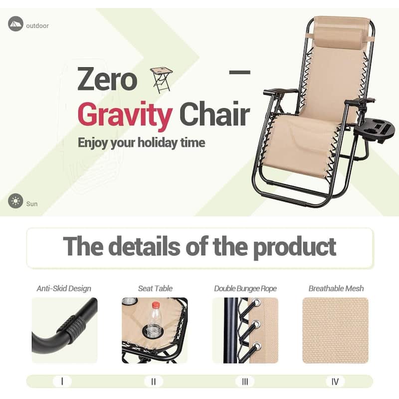 Homall Zero Gravity Chairs Outdoor Folding Recliners Adjustable Lawn Patio Lounge Chair with Side Table and Cup Holders