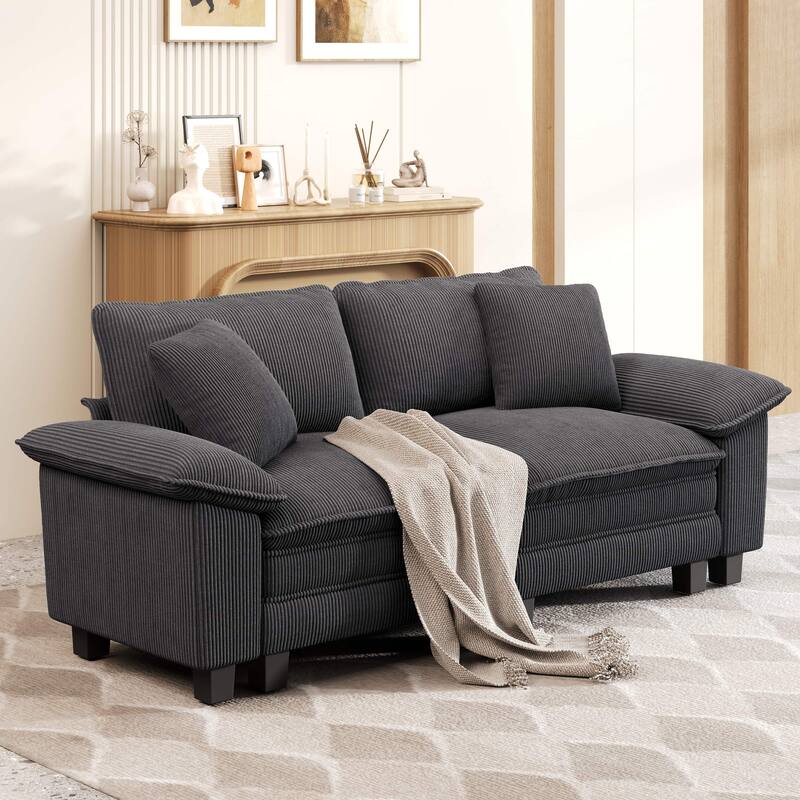 MAISON ARTS Cloud Modular Deep Seat Sofa, Chenille or Corduroy Sectional Couch with Removable Arms, 1–4 Seater - Grey Coduroy(2 Pieces) - Symmetrical