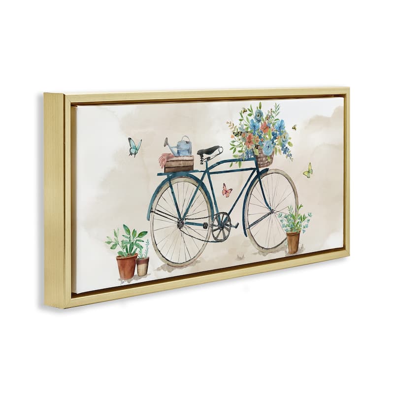 Stupell Garden Bicycle & Florals Framed Floater Canvas Wall Art Design By Nan