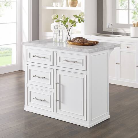 Cutler Faux Marble Top Kitchen Island