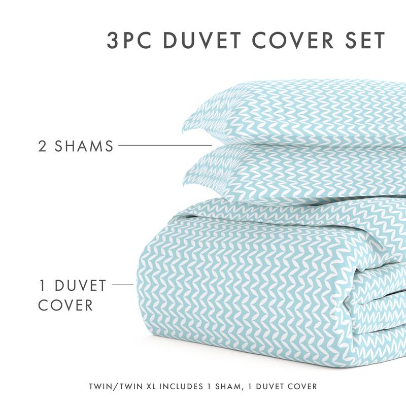 Becky Cameron 3 Piece Puffed Chevron Duvet Cover Set
