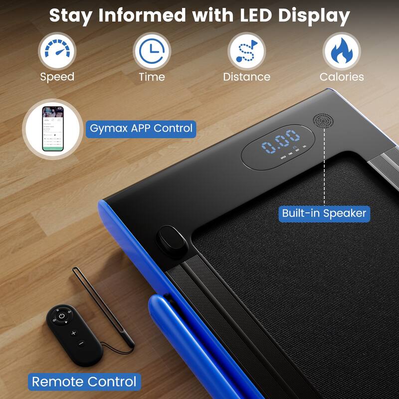 3-in-1 Metal Folding Treadmill with Smart Apps Remote Control and LED Display - 52.5" x 27" x 42.7" (L x W x H)