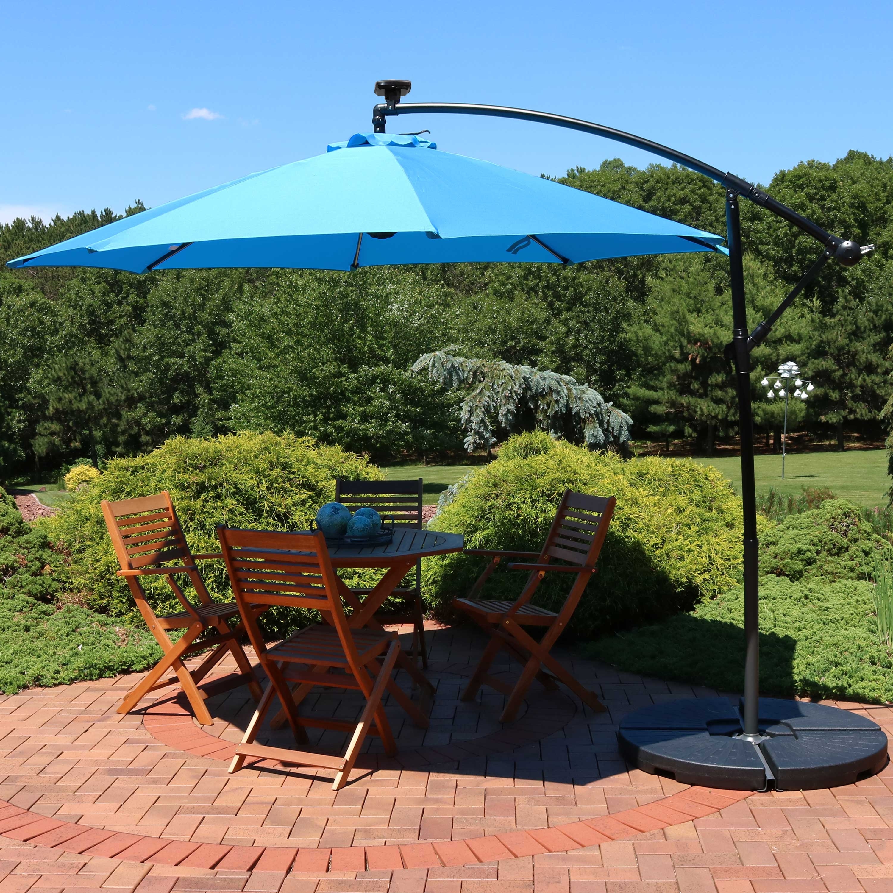 Shop Sunnydaze Offset Patio Umbrella With Solar Led Lights 9