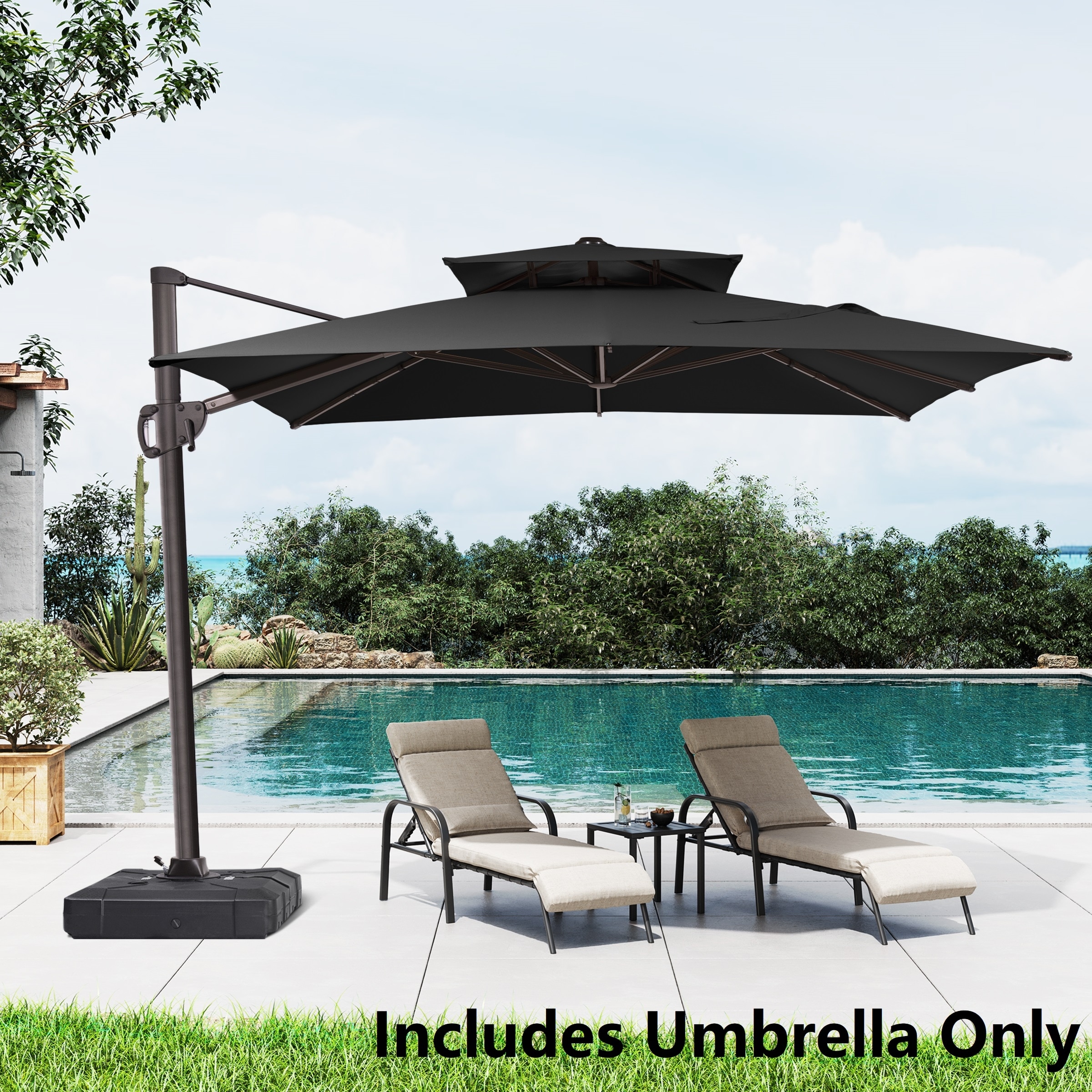 best heavy duty patio umbrella 9x11ft White Rectangular with White Umbrella Stand for Backyard Overall Dimensions Best Choice Products 7.5ft Heavy-Duty