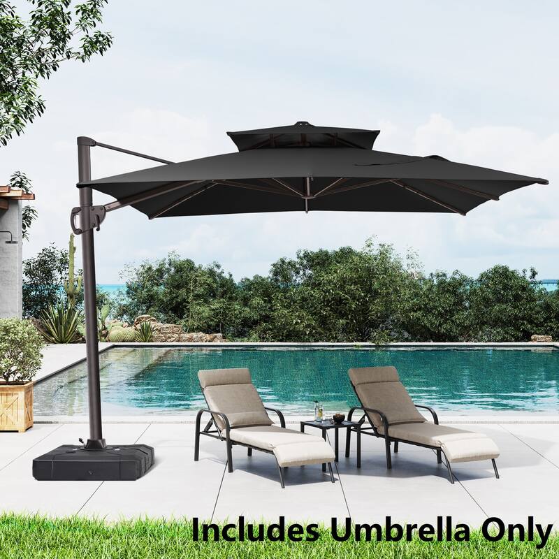 Double top 10.5 ft. x 9 ft. Heavy-Duty 360-Degree Rotation Cantilever Patio Umbrella