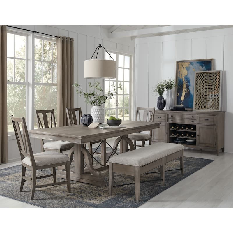 Magnussen Home Paxton Place Dovetail Grey Upholstered Bench - 58''W x 17''D x 19''H