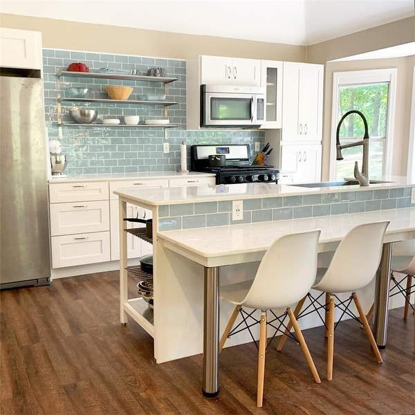 SomerTile 3x6-inch Gloucester Acqua Ceramic Wall Tile (44 tiles/6.02 sqft.). Opens flyout.