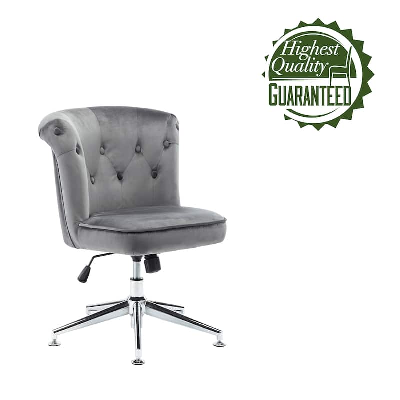 Porthos Home Quoba Tufted Velvet Office Chair, Castors and Footers Both Included