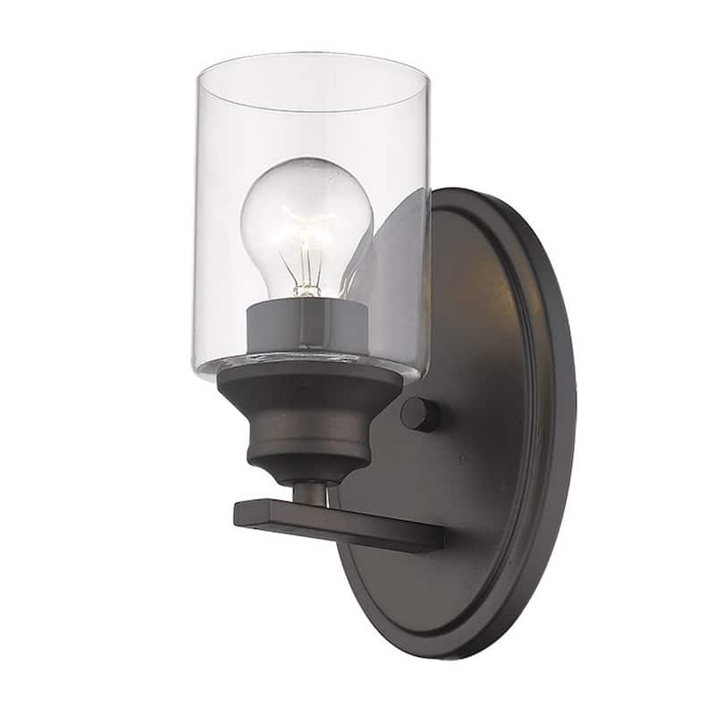 Modern Wall Sconce 1 Light with Clear Glass Shade and Steel Fixture Damp Rated Reversible Mounting - 9.25" H x 5" W x 5.75" D