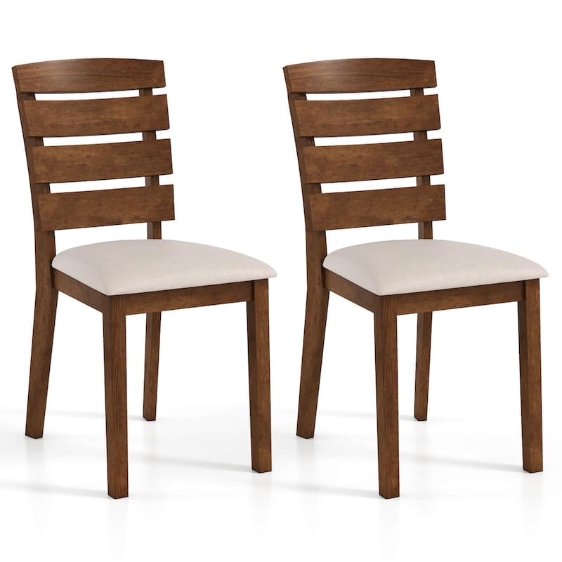 Costway Dining Chair Set of 2/4 Upholstered Kitchen Chair with Slatted - 2 pcs