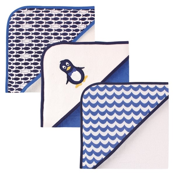 slide 1 of 1, Luvable Friends Baby Boy Cotton Terry Hooded Towels, Mr Penguin, One Size - Mr Penguin - One Size One Size - Mr Penguin