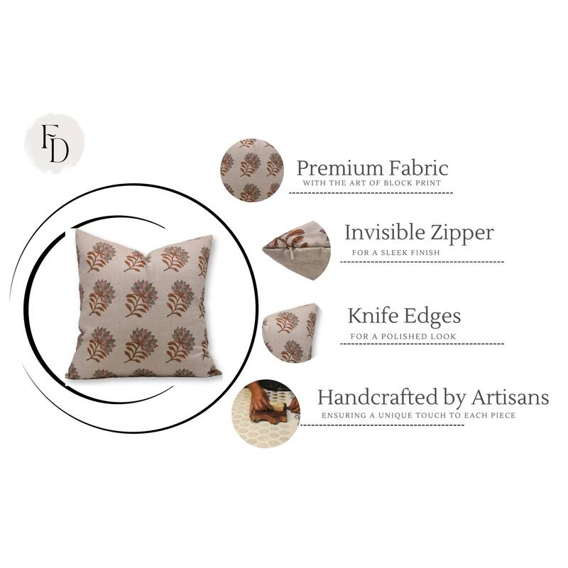 Fabdivine Linen Bohemian Block print pillow Cover