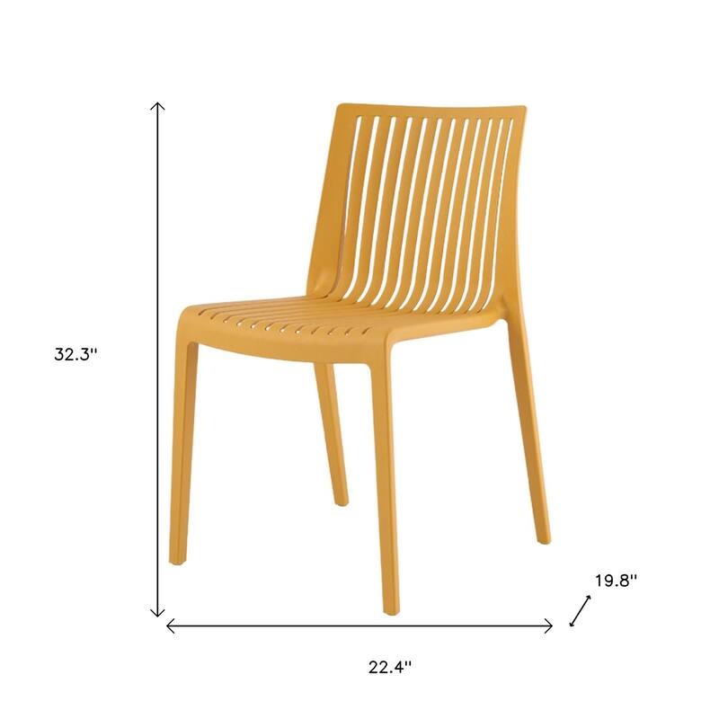 HomeRoots Set of Two Gold Heavy Duty Plastic Outdoor Stacking Accent Chairs