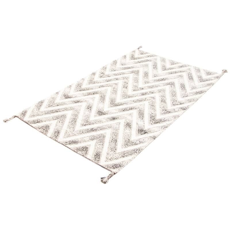 ECARPETGALLERY Braid weave Sienna Grey Wool Rug - 5'0 x 8'3