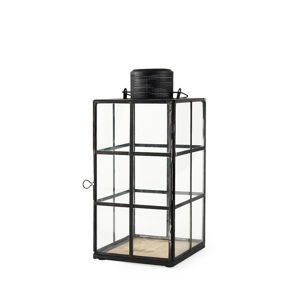 Gamfield Small Black Metal & Glass Candle Holder Lantern