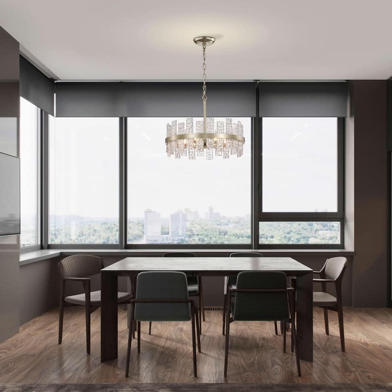 Casandra 6-light Drum Glass Strip Chandelier