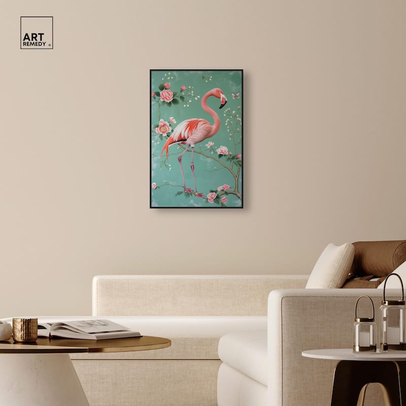 Flamingo's Fable Canvas by Art Remedy
